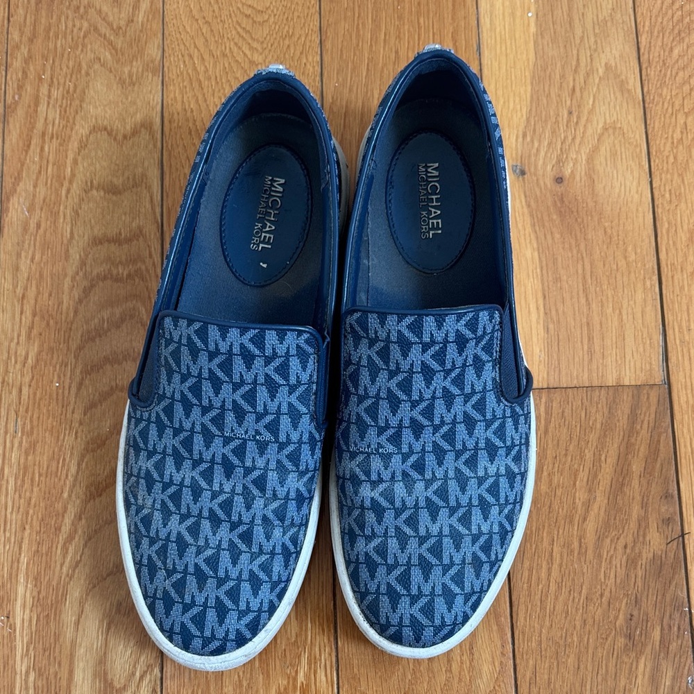 Michael Kors Blue Logo Slip-On Sneakers - Picture 3 of 12